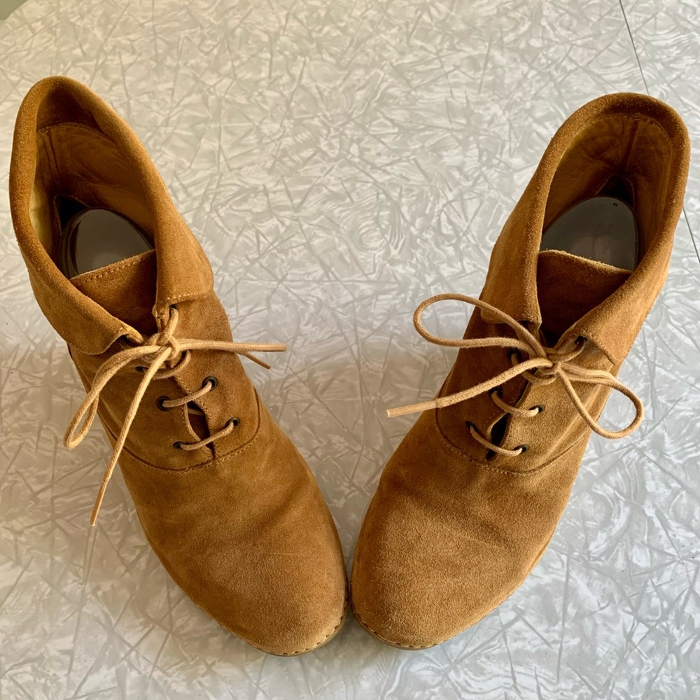 Bettye Muller Suede Lace-Up Wedge Booties US Size 9.5/10